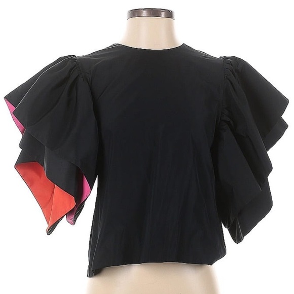 Zara Tops - Beautiful Women’s Zara Black Dressy Top with Orange and Pink Accents - Size S